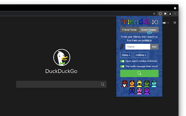 frienddl.io friend finder  score keeper  from Chrome web store to be run with OffiDocs Chromium online