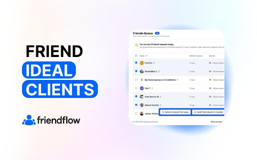 FriendFlow van de Chrome-webwinkel wordt uitgevoerd met OffiDocs Chromium online