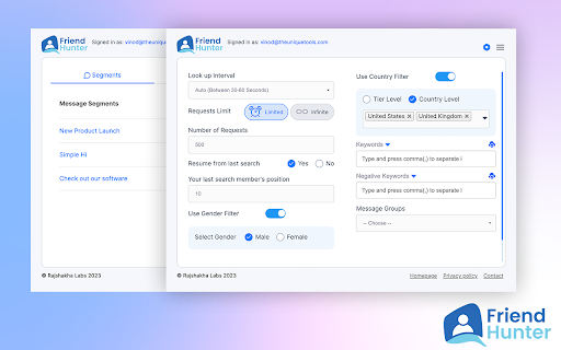 Friend Hunter  from Chrome web store to be run with OffiDocs Chromium online