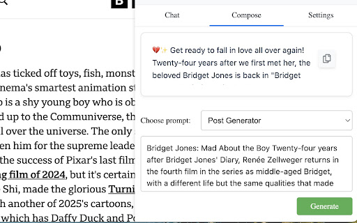 FriendlyAI  from Chrome web store to be run with OffiDocs Chromium online