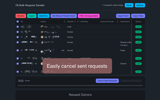 Friend Requests Sender Send, Track, Cancel  Auto Add Friends  from Chrome web store to be run with OffiDocs Chromium online