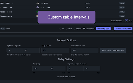 Friends Remover Mass Delete  Unfriend Tool | Inactive Friends  from Chrome web store to be run with OffiDocs Chromium online