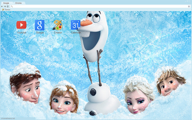 Frozen Theme HD ze sklepu internetowego Chrome do uruchomienia z OffiDocs Chromium online