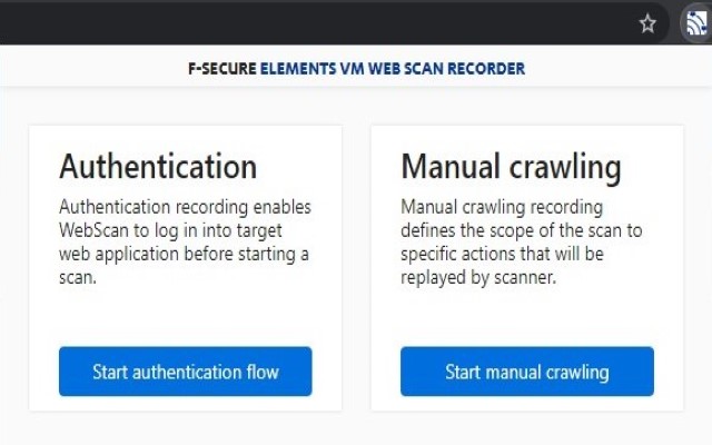 F Secure Elements VM Web Scan Recorder  from Chrome web store to be run with OffiDocs Chromium online