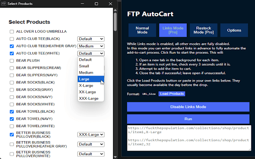 FTP AutoCart  from Chrome web store to be run with OffiDocs Chromium online