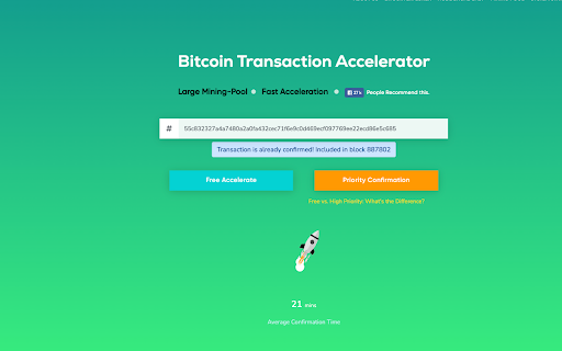 Fujn Free Bitcoin Accelerator  from Chrome web store to be run with OffiDocs Chromium online