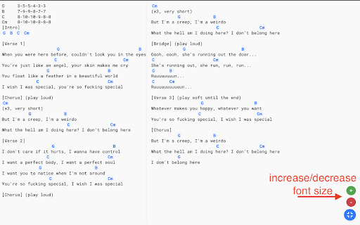 Full Screen Chords Extension  from Chrome web store to be run with OffiDocs Chromium online
