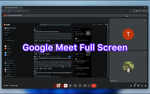Fullscreen Google Meet  from Chrome web store to be run with OffiDocs Chromium online