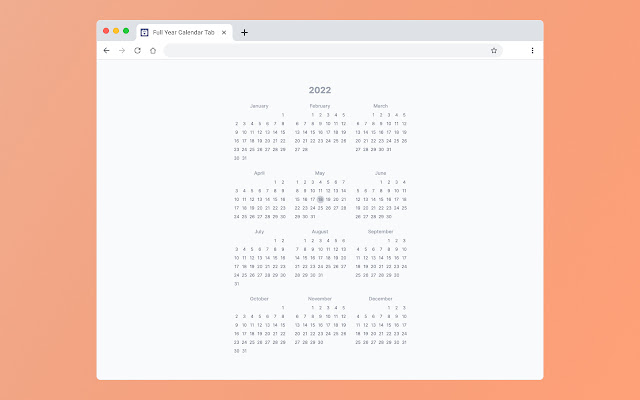 Full Year Calendar Tab  from Chrome web store to be run with OffiDocs Chromium online