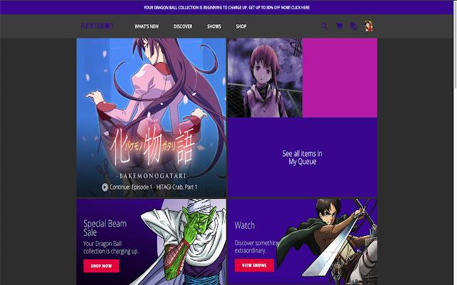 Funimation Dark Mode  from Chrome web store to be run with OffiDocs Chromium online