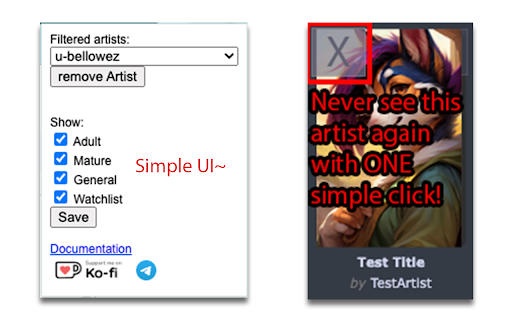 FurAffinity Artist and Content Filter  from Chrome web store to be run with OffiDocs Chromium online