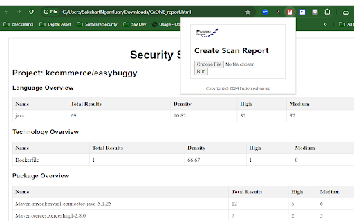 Fusion CxONE Report Generator  from Chrome web store to be run with OffiDocs Chromium online