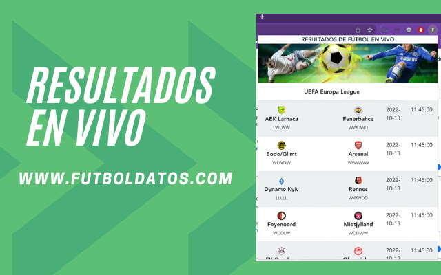 Futbol Datos Live  from Chrome web store to be run with OffiDocs Chromium online