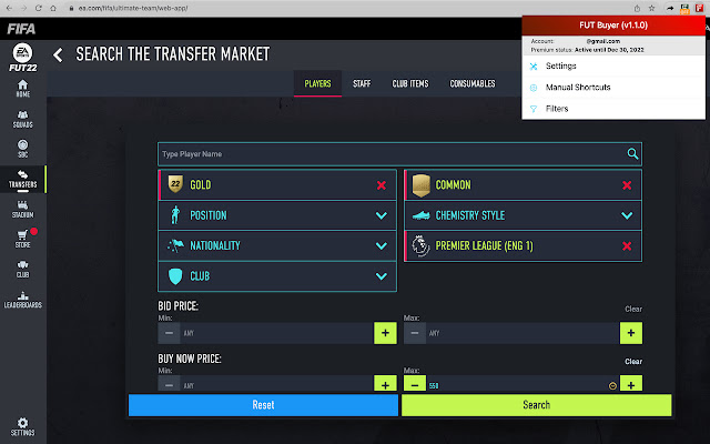FUT Buyer  from Chrome web store to be run with OffiDocs Chromium online