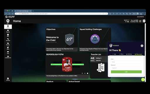 FUTDroid  from Chrome web store to be run with OffiDocs Chromium online