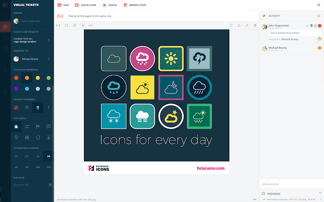Futuramo Visual Tickets  from Chrome web store to be run with OffiDocs Chromium online