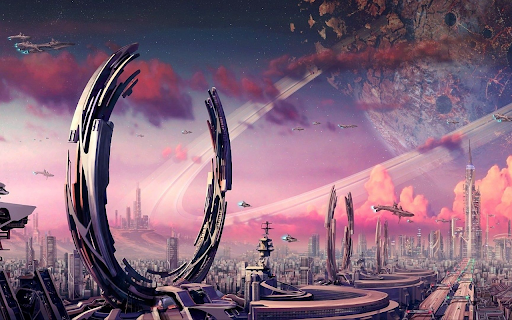 Futuristic Metropolis Under a Cosmic Sky  from Chrome web store to be run with OffiDocs Chromium online