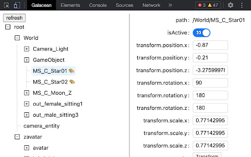 Galacean DevTools  from Chrome web store to be run with OffiDocs Chromium online