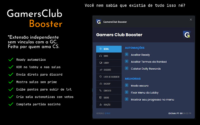GamersClub Booster  from Chrome web store to be run with OffiDocs Chromium online