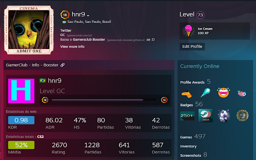 GamersClub Info Steam  from Chrome web store to be run with OffiDocs Chromium online
