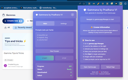 Gammana by Pradhana V1.2  from Chrome web store to be run with OffiDocs Chromium online
