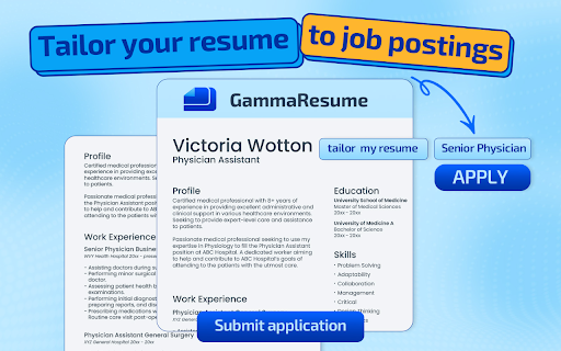 Gamma Resume  from Chrome web store to be run with OffiDocs Chromium online