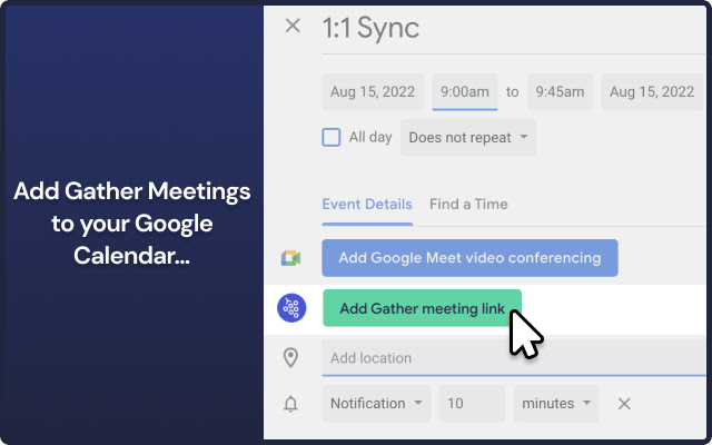 Gather Meetings  from Chrome web store to be run with OffiDocs Chromium online