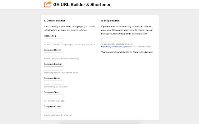 GA URL Builder  Shortener  from Chrome web store to be run with OffiDocs Chromium online