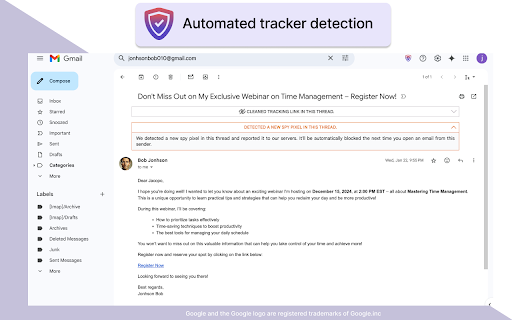 Gblock — Block email tracking  from Chrome web store to be run with OffiDocs Chromium online