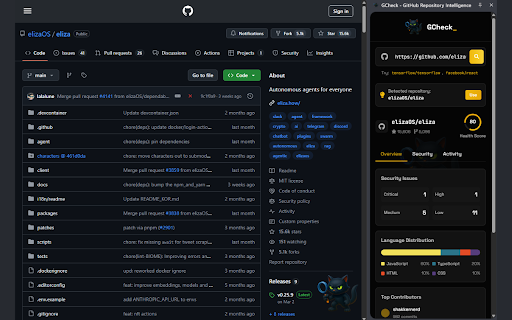 GCheck GitHub Repository Intelligence  from Chrome web store to be run with OffiDocs Chromium online