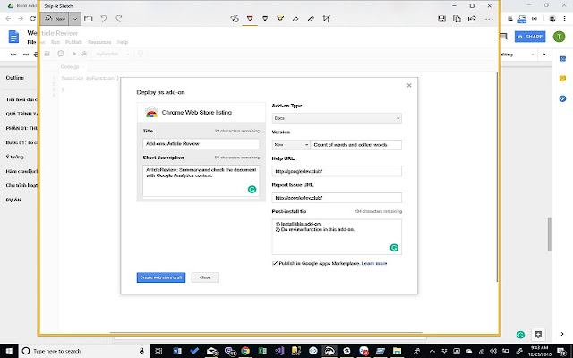 gDocs Selected Text Demo  from Chrome web store to be run with OffiDocs Chromium online