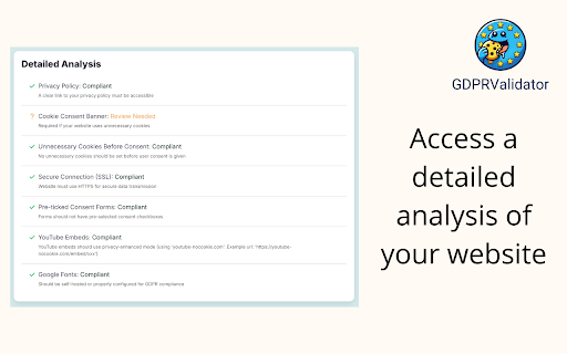 GDPR Validator  from Chrome web store to be run with OffiDocs Chromium online