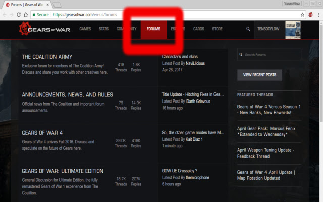 Gears of War 4 Forums  from Chrome web store to be run with OffiDocs Chromium online