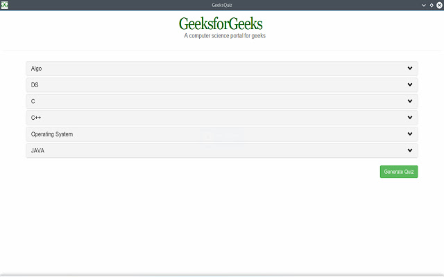 GeeksQuiz  from Chrome web store to be run with OffiDocs Chromium online