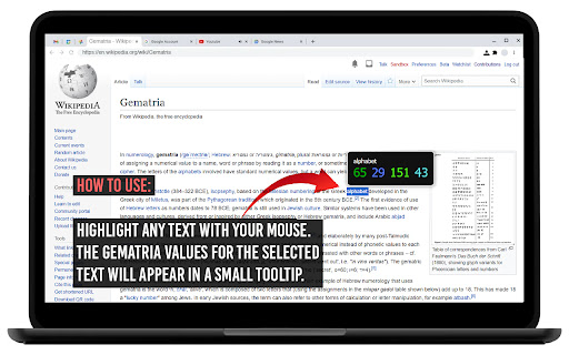 Gematria Highlighter  from Chrome web store to be run with OffiDocs Chromium online