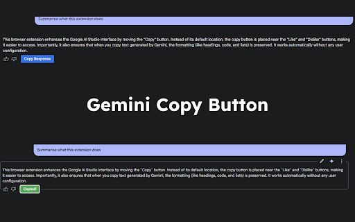 Gemini Copy button  from Chrome web store to be run with OffiDocs Chromium online
