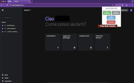 Gemini Delete  from Chrome web store to be run with OffiDocs Chromium online