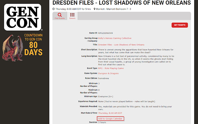 Gencon Calendar Link  from Chrome web store to be run with OffiDocs Chromium online