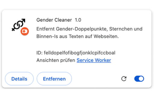Gender Cleaner  from Chrome web store to be run with OffiDocs Chromium online