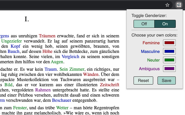 Genderizer  from Chrome web store to be run with OffiDocs Chromium online