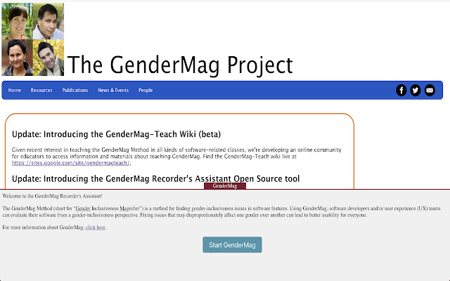 Chrome 网上商店的 GenderMag Recorders Assistant 将与 OffiDocs Chromium 在线运行