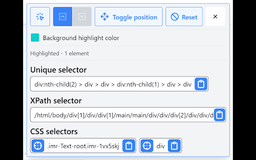 Generate CSS and XPath selectors  from Chrome web store to be run with OffiDocs Chromium online