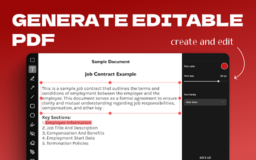 Generate Editable PDF  from Chrome web store to be run with OffiDocs Chromium online