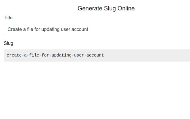 Generate Slug Online  from Chrome web store to be run with OffiDocs Chromium online