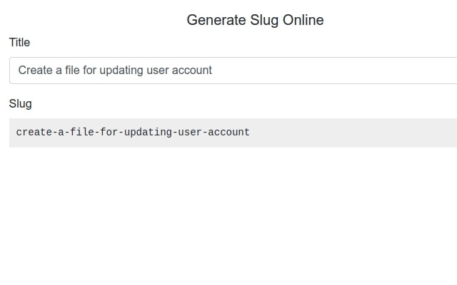 Generieren Sie Slug Online aus dem Chrome-Webshop, um mit OffiDocs Chromium online ausgeführt zu werden