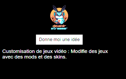 Generateur didées pour animer ton stream from Chrome web store to be run with OffiDocs Chromium online Generateur didées pour animer ton stream from Chrome web store to be run with OffiDocs Chromium online