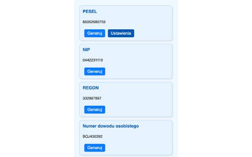 Generator_Danych  from Chrome web store to be run with OffiDocs Chromium online
