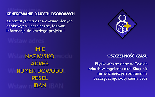 Generator Danych Losowych  from Chrome web store to be run with OffiDocs Chromium online
