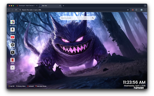Gengar a Spooky Pokémon Adventure Live Wallpaper  from Chrome web store to be run with OffiDocs Chromium online
