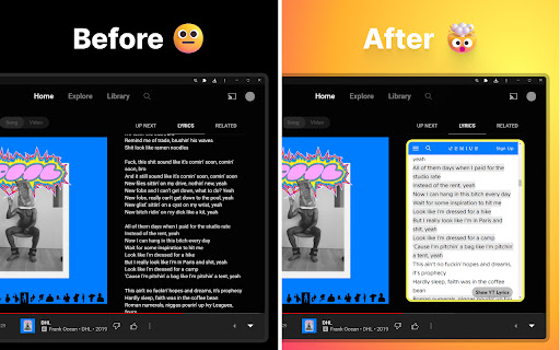 Genius Lyrics for YouTube Music  from Chrome web store to be run with OffiDocs Chromium online